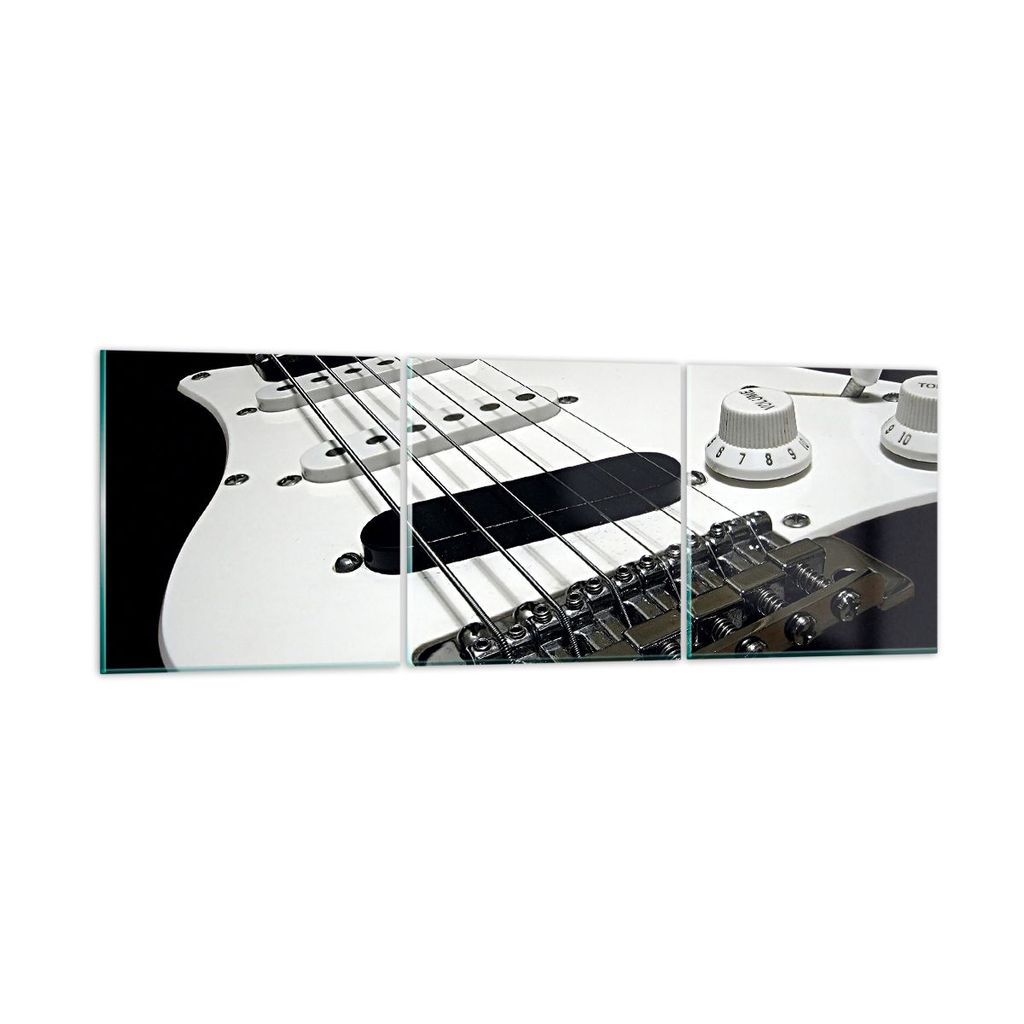 Bilder auf glas - E-Gitarre String Knopf - 90x30cm - Glasbilder - Wandbilder - Kunstdruck - zum Aufhängen bereit - Wanddekoration aus Glas - Glas ...
