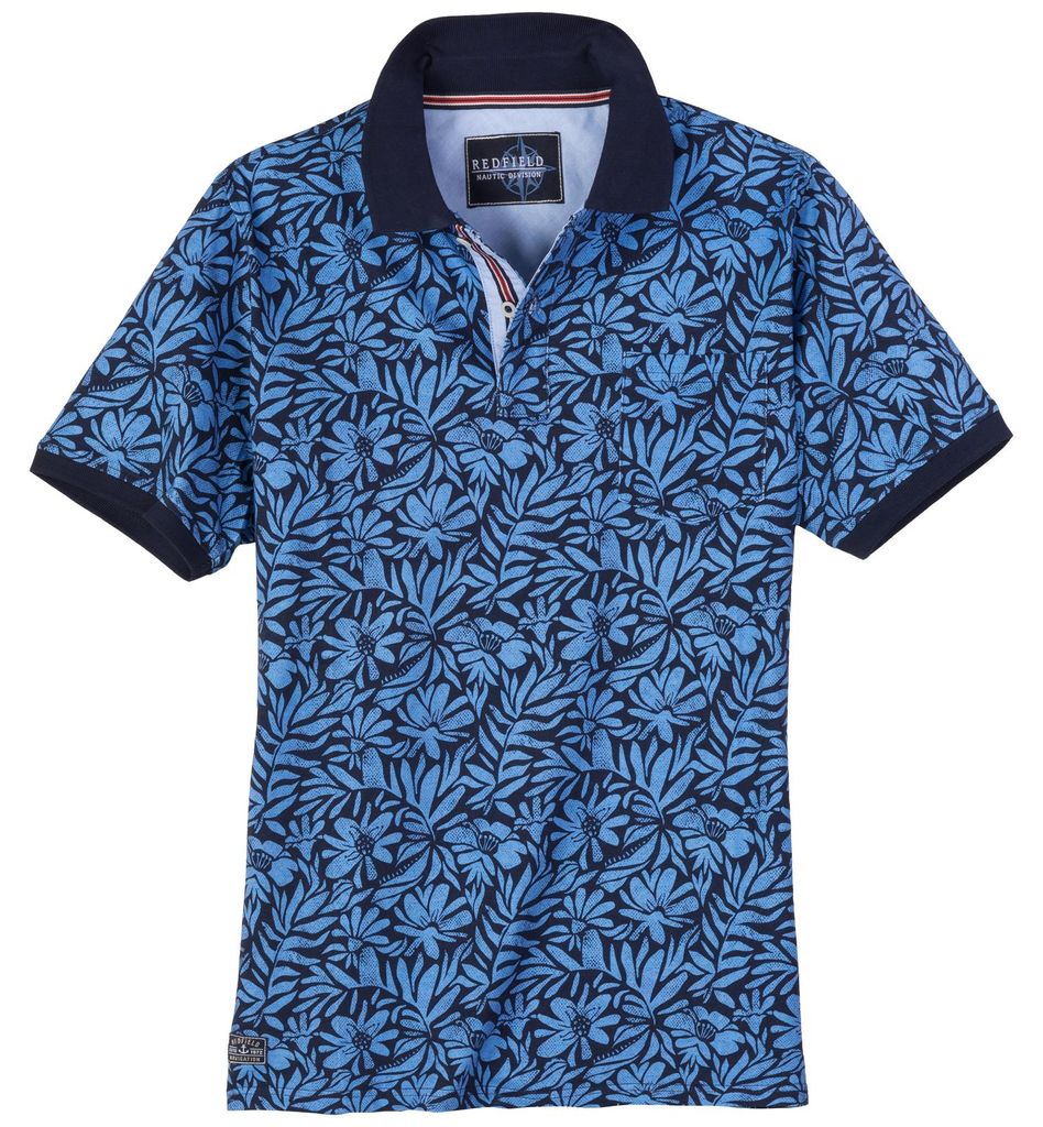 Redfield Übergrößen Poloshirt blau floral Muster