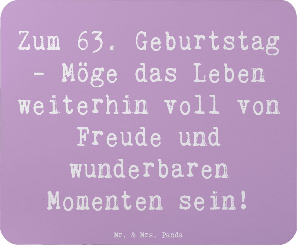 Mr. & Mrs. Panda Mauspad Spruch 63. Geburtstag Freude - Lavendeltraum - Geschenk, Mouse Pad, Geburtstagsspruch, Alter, einzigartiges, liebevoll ges...