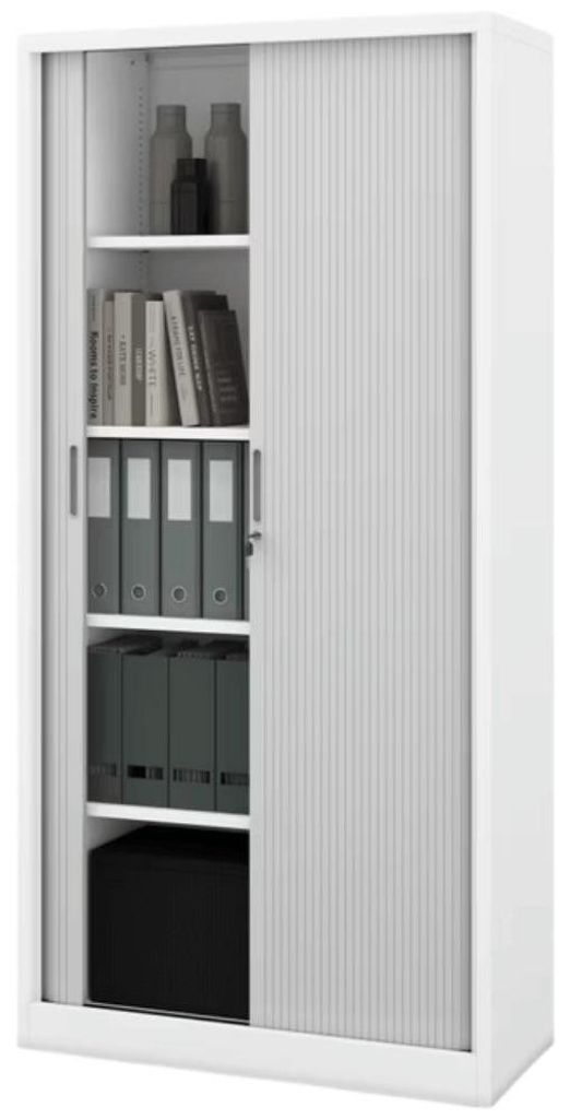 Aktenschrank abschließbar DAMIAN Rolladentüren 5 Ebenen | Büroschrank aus Stahl Metallschrank Werkstatt Mehrzweckschrank Werkzeugschrank 185x90x...
