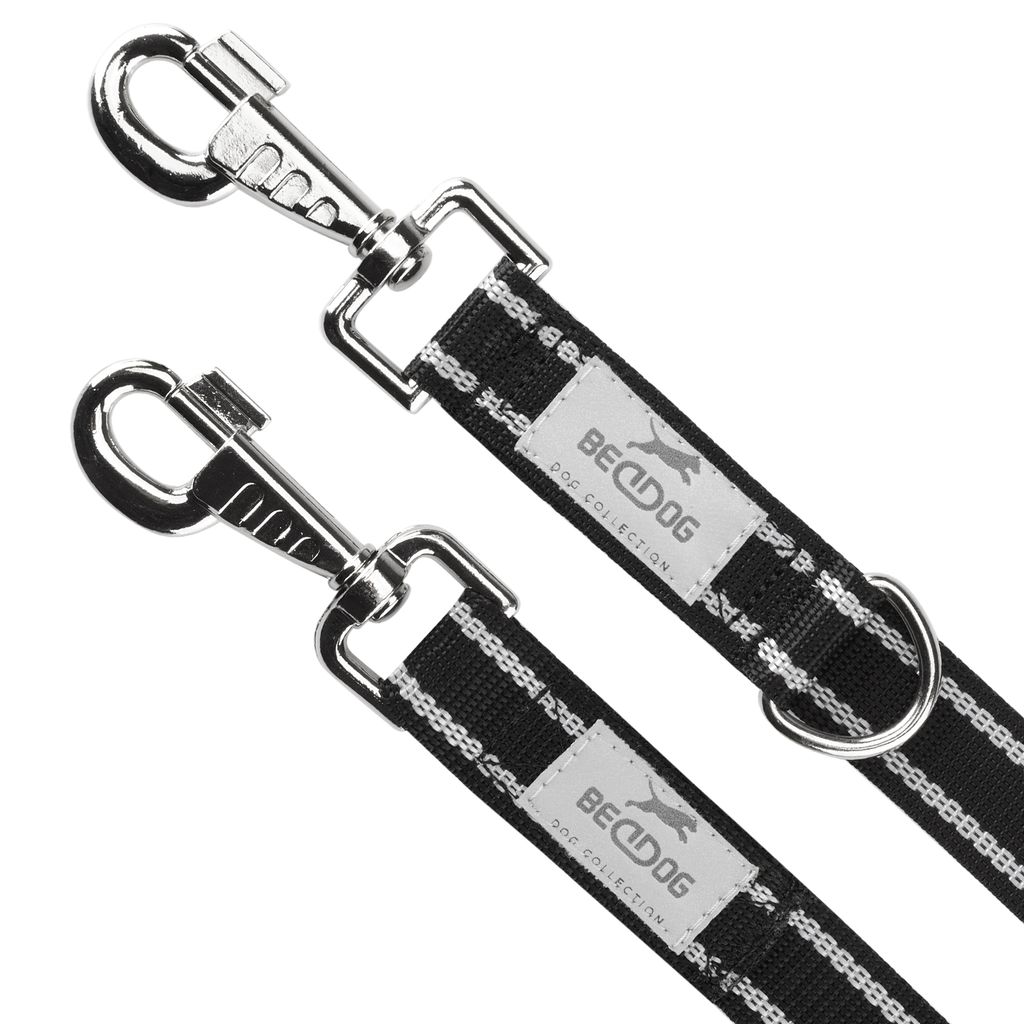 BedDog Hundeleine WILLY verstellbar in 3 Längen Führleine, Laufleine,2m/25mm,schwarz/neon