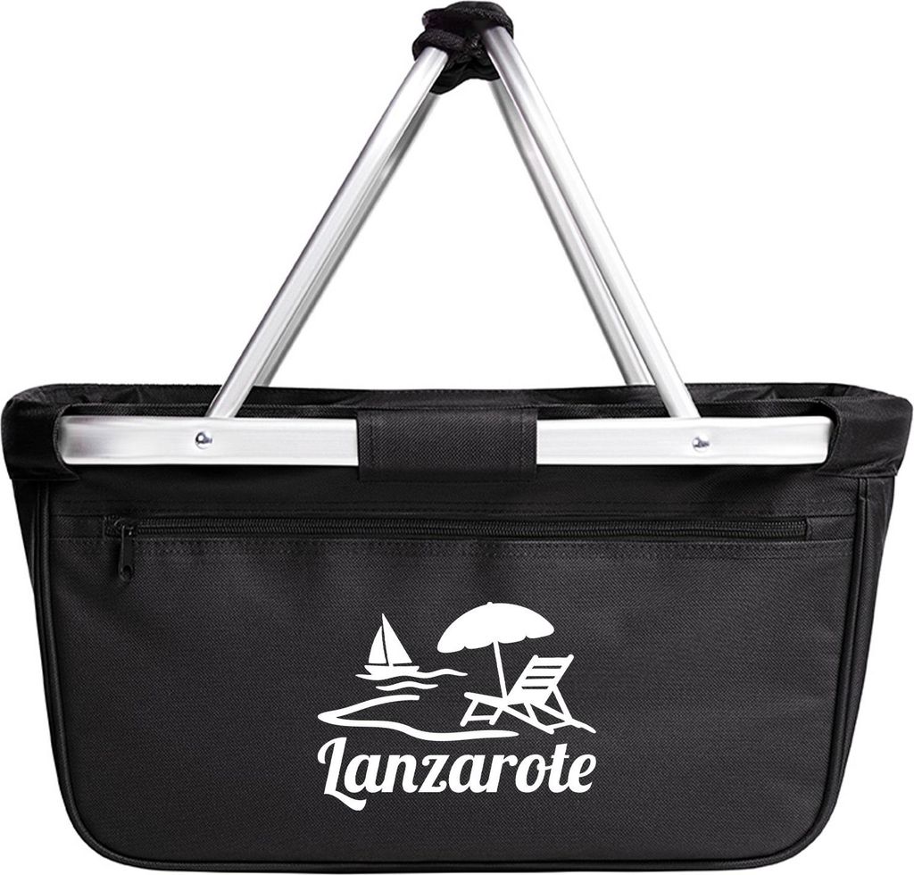 Huuraa Einkaufskorb Lanzarote Inselmotiv Spanien 20 Liter Black faltbarer Tragekorb Geschenkidee