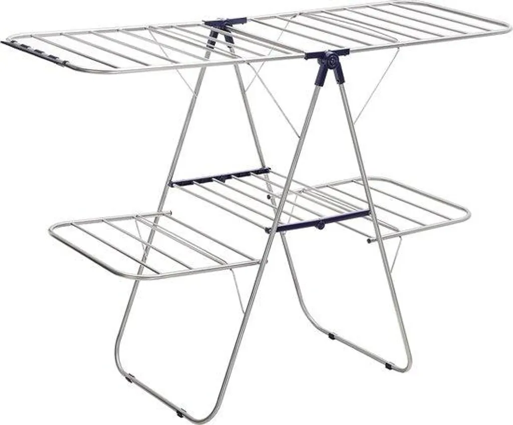 Séchoir pliable grand format 2 niveaux en inox avec bras ajustables