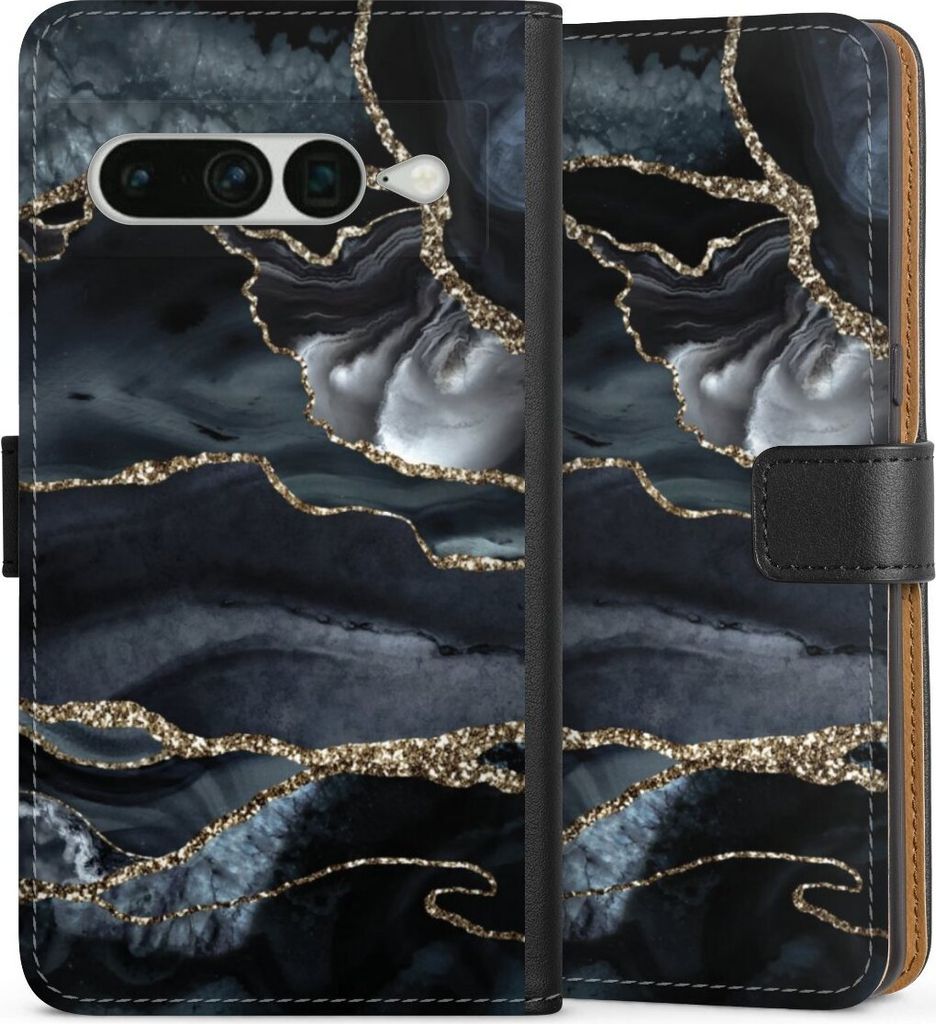 DeinDesign Klapphülle für Google Pixel 7 Pro Handytasche Lederhülle Tasche Glitzer Look Marmor Trends