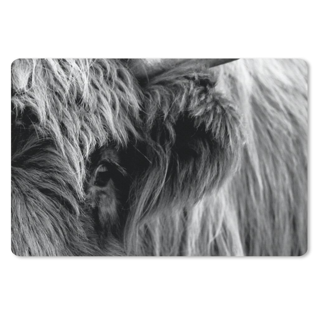 MuchoWow Mauspad Mousepad Scottish Highlander - Auge - Schwarz - Weiß 27x18 cm - Mousepads - Maus Mat - Pad - Mausunterlage - Büroartikel - Des...