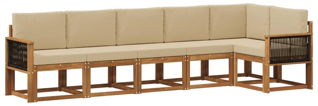 vidaXL Outdoor-Sofagarnitur mit Kissen 6 pcs Natur und Beige Polyester
