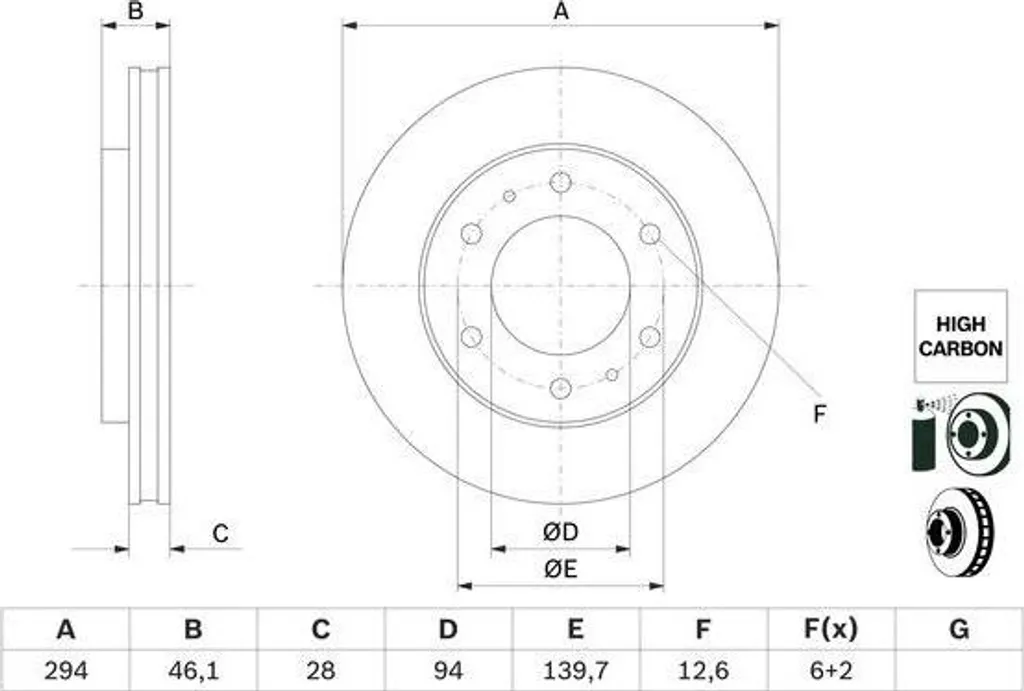Disque Frein Avant Haute Résistance Fiat Fullback 2,4 D 4X4 2016-