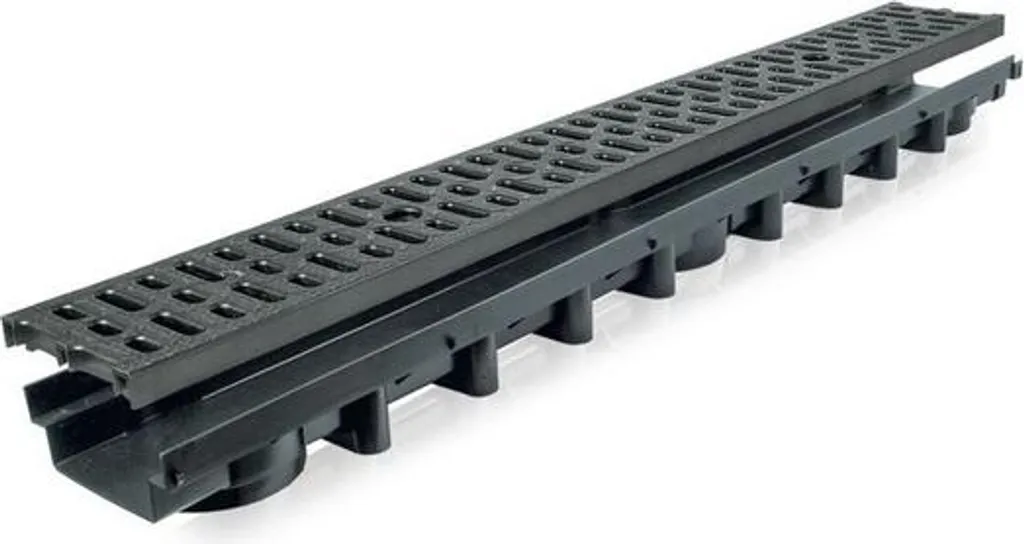 Caniveau pour Évacuation Pluviale 1000x63 Grille Noir PP Line A15 Sol