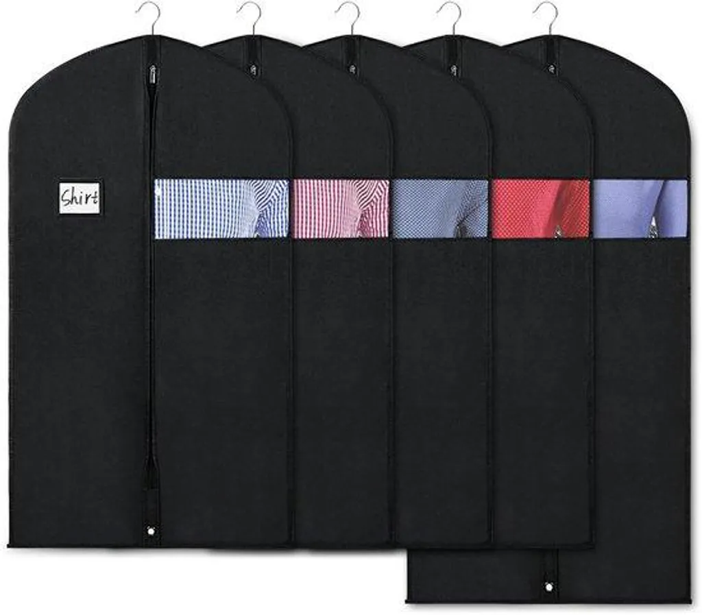 Sacs à vêtements avec fenêtre transparente pour valise - Lot de 5 noir