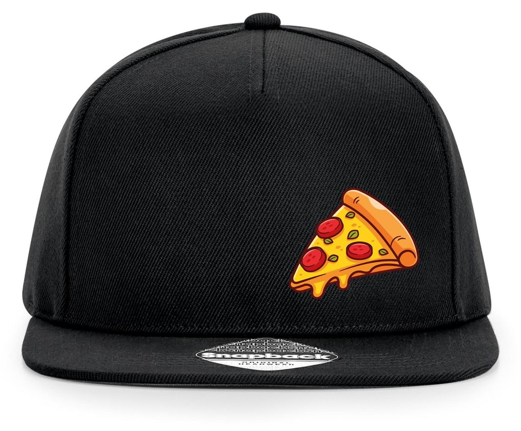 Huuraa Cappy Mütze Pizza Stück Comic Black Polyester Snapback Kappe Geschenkidee