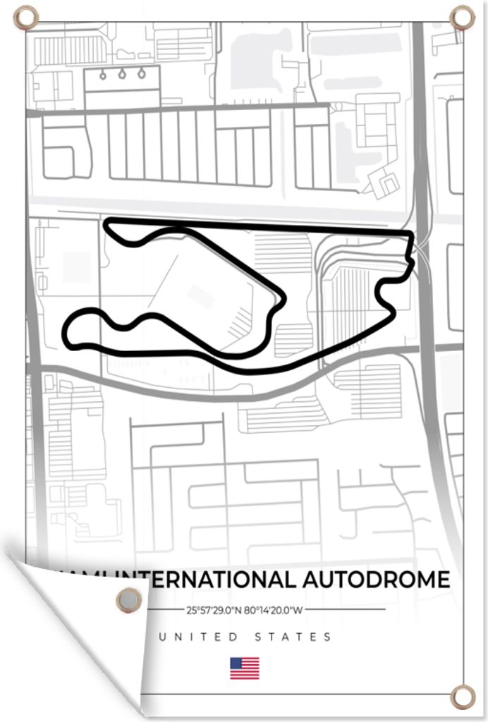 MuchoWow 60x90 cm Outdoor-Poster Gartendeko Sichtschutz Garten Poster für den Garten Rennstrecke - Vereinigte Staaten - Formel 1 - Miami Intern...