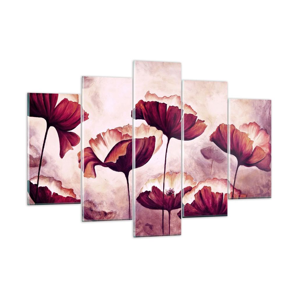 Bilder auf glas - Mohn Blume Wiese - 150x100cm - Glasbilder - Wandbilder - Kunstdruck - zum Aufhängen bereit - Wanddekoration aus Glas - Glas Bild...