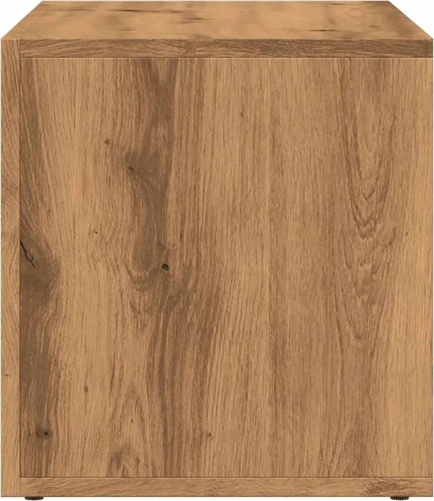 Coffre de rangement aspect bois chêne artisan, structure robuste 70cm