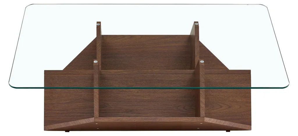 Optimisez votre salon : Table basse à rangements multiples en noyer - 2