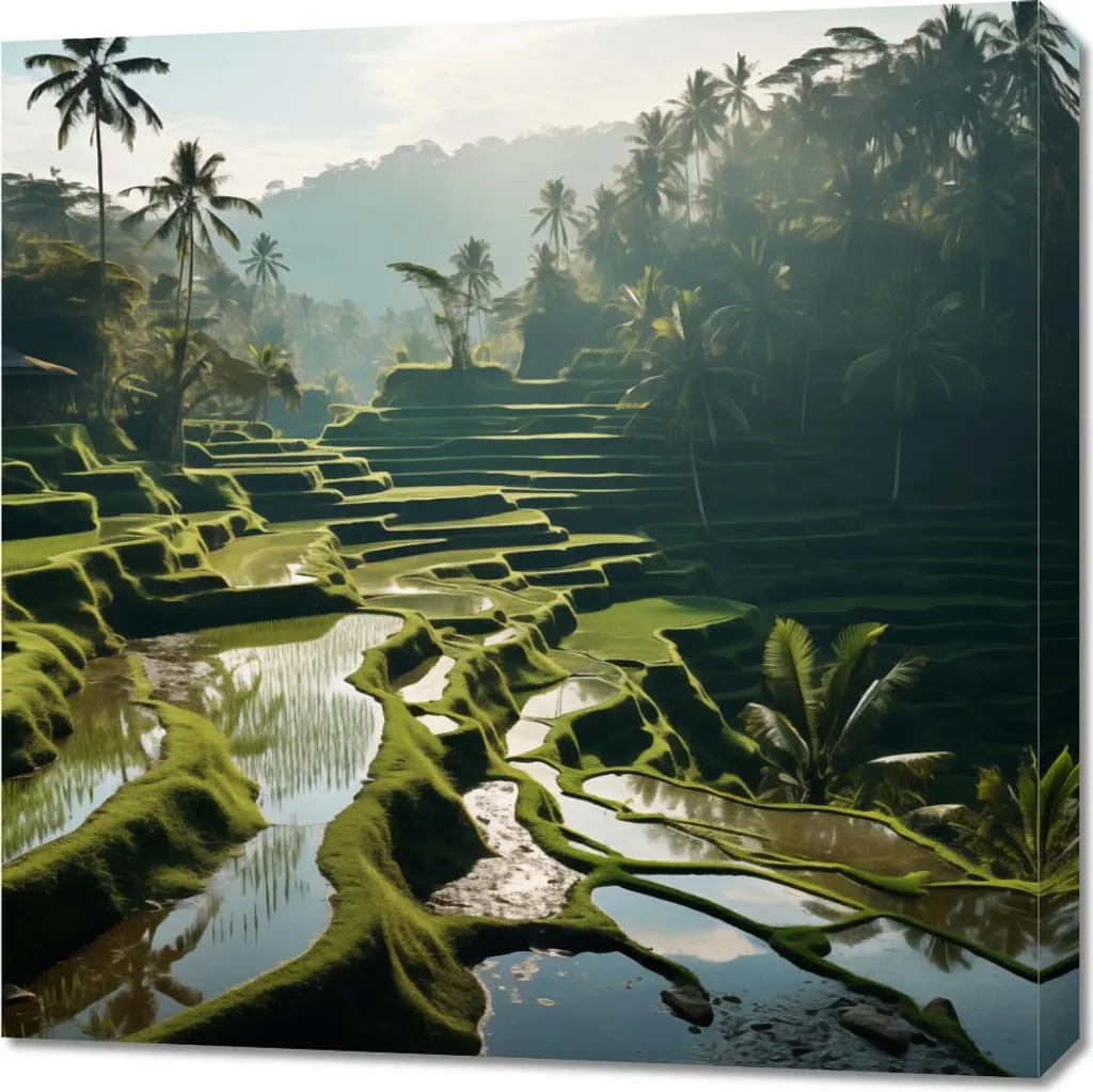Tableau 70 x 70 cm Sanctuaire vert - Décoration murale carrée nature