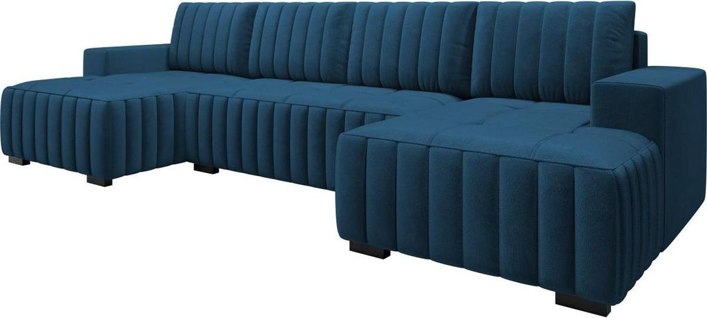 MIRJAN24 Wohnlandschaft Hugo U, Wohnzimmer Eckcouch mit Schlaffunktion und Bettkasten, Ausziehmechanismus DL, U-Form (Farbe: Manila 26)