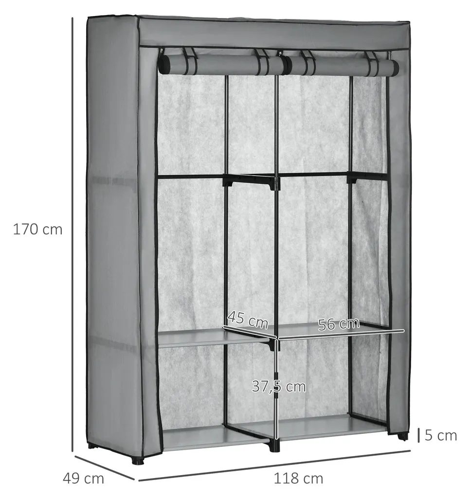 Dressing d'appoint gris clair pour chambre ou buanderie 118 cm largeur - 6