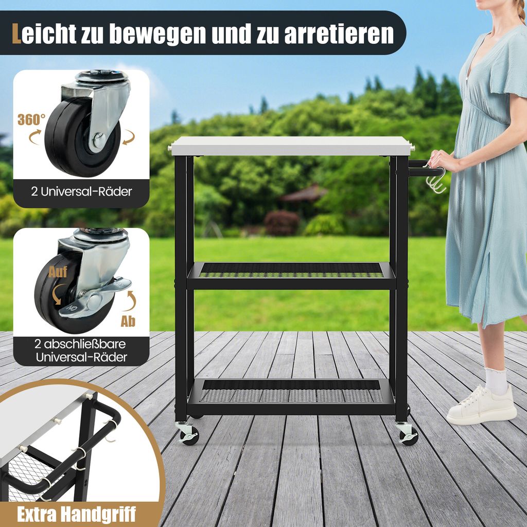COSTWAY 3-poschodový vonkajší grilovací vozík na Obrázok produktu 6