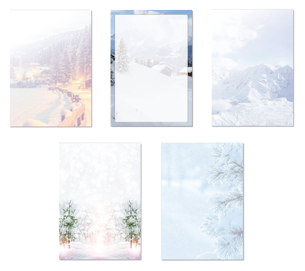 Winter-5180, DIN A4, 25 Blatt Umschläge Weihnachten Schnee Briefpapier 