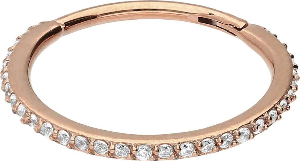 Ohrpiercing, Nasenpiercing, Septum Piercing Chirurgenstahl Segmentring Clicker EINGEFASSTE KRISTALLE RoséGold Innendurchmesser: 14 mm
