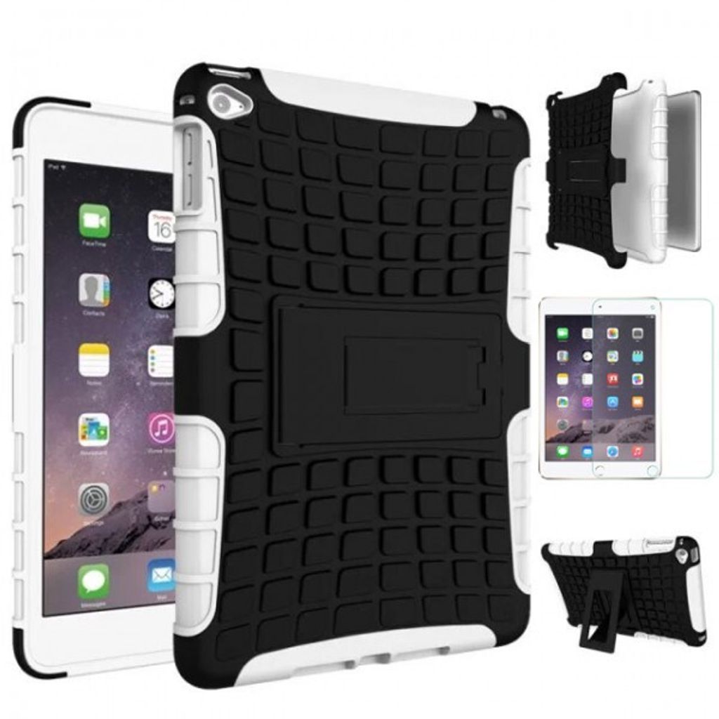 Für Apple iPad Mini 5 7.9 2019 Hybrid Outdoor Weiß Tasche Etuis + 0.3 mm H9 Glas