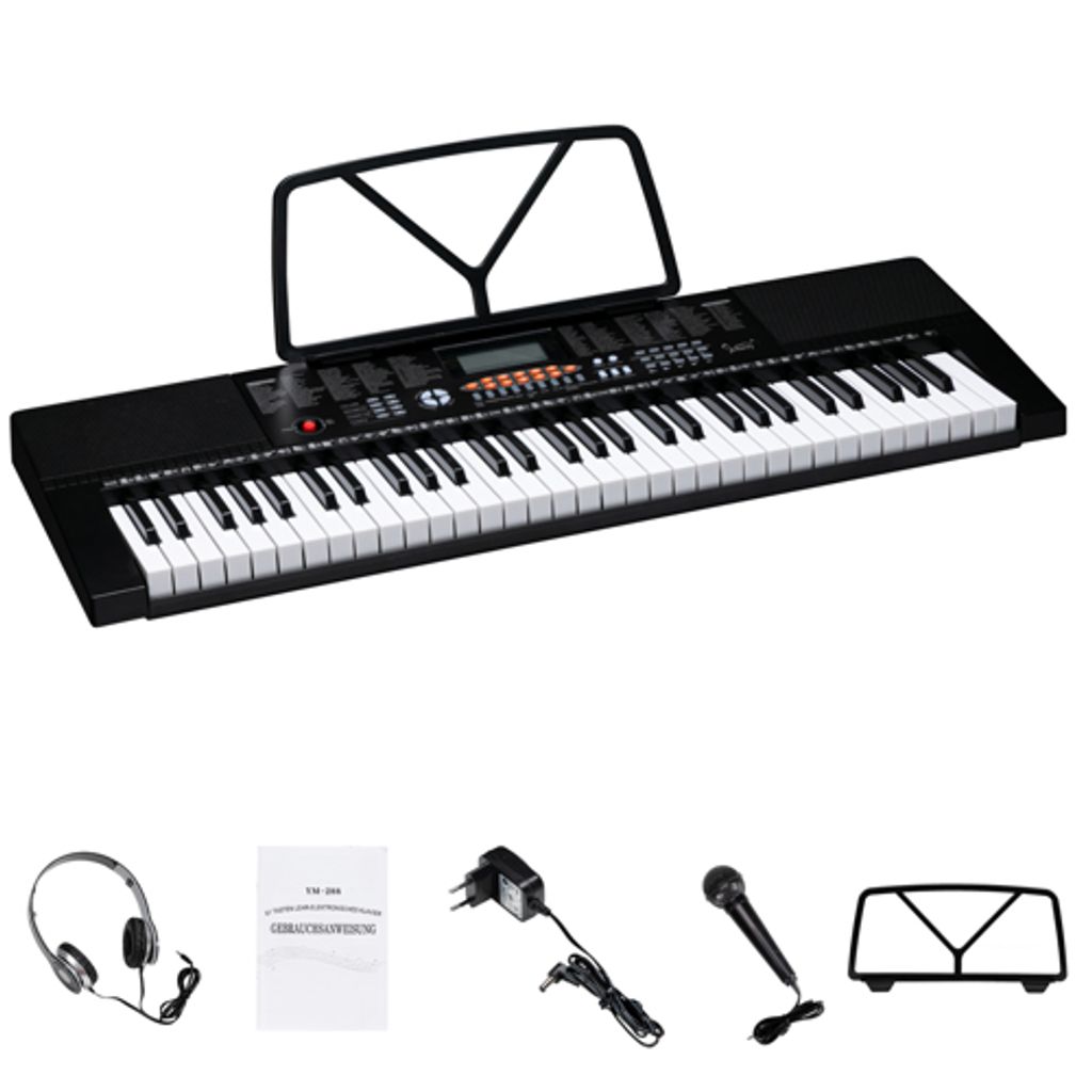 Zeitloses 61-Tasten Keyboard in weiß mit USB/MP3 Port im Set inkl Schule 