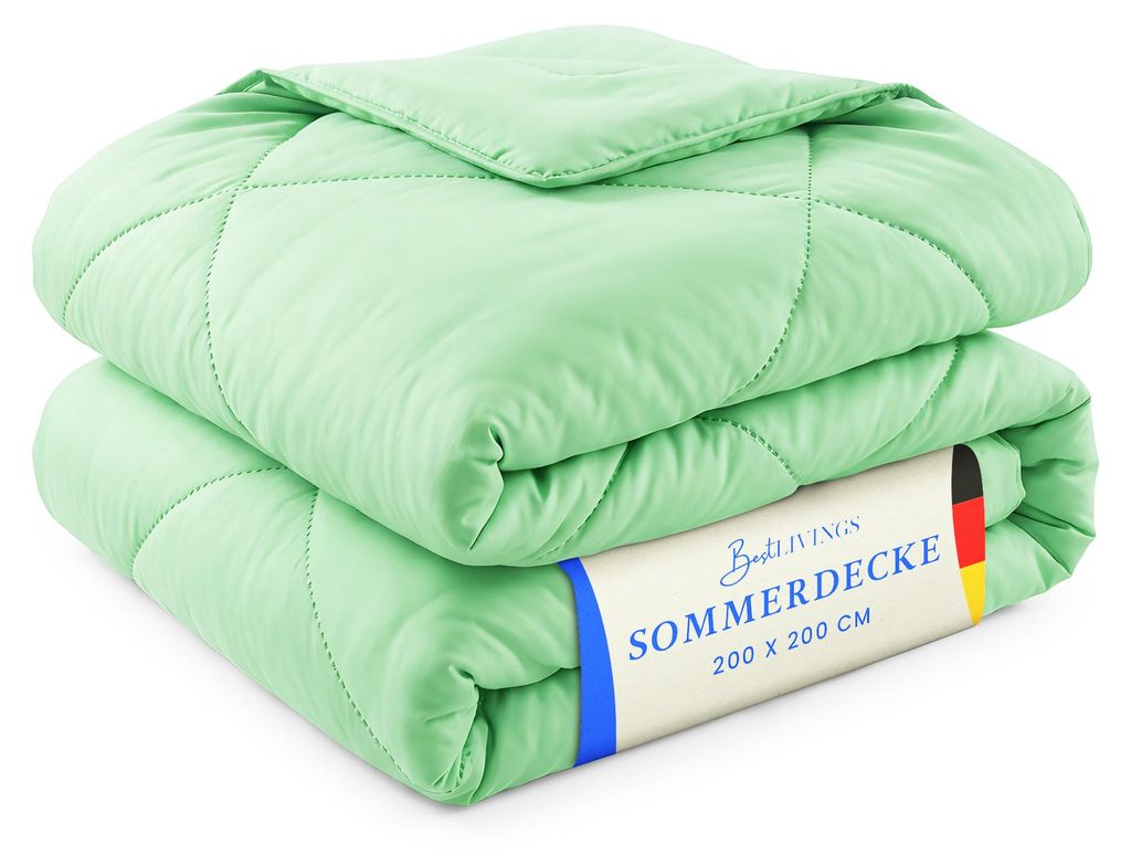 Sommerdecke 200x200 cm Mint, leichtes Steppbett, Produktbild 