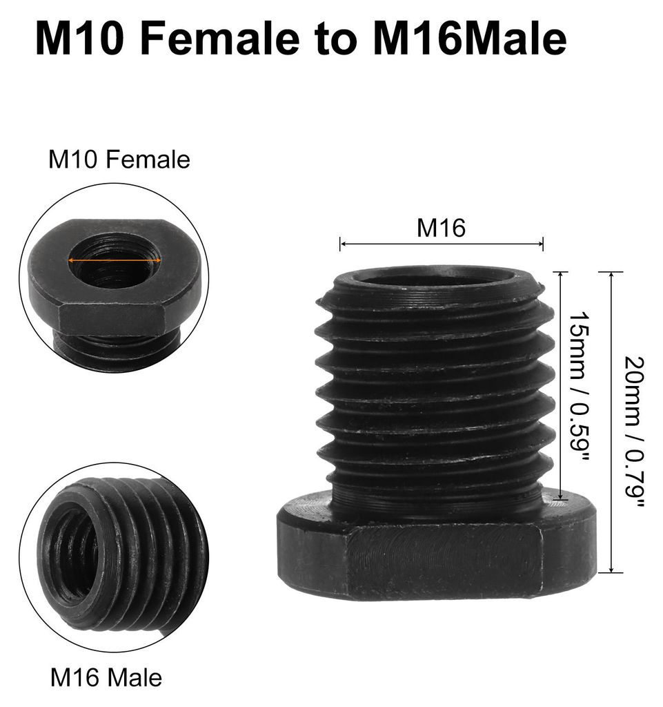 2 Stš¹ck M10-Weiblich auf M16-M?nnlich Adapter Polierer Adapter Verbindung Drehwerkzeug Anschluss Gewindeadapter fš¹r Diamant-Kernbohrer Polier...
