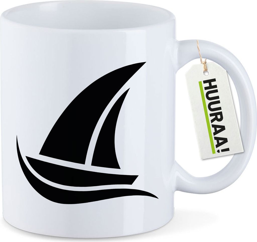 Huuraa Kaffeetasse Segeln Segelboot 330ml Weiß Keramik Kaffeebecher Geschenkidee