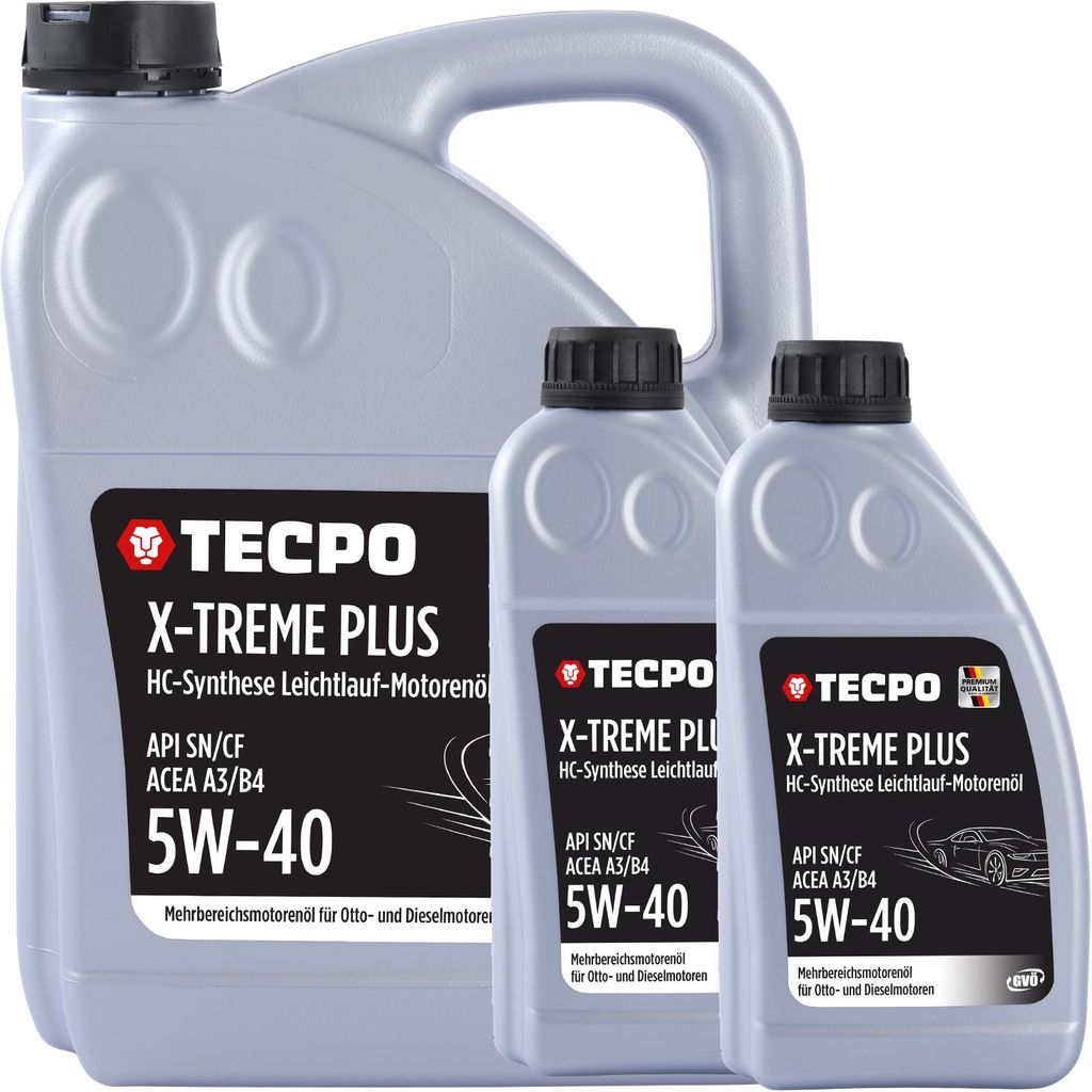 TECPO Motoröl 5W40 Öl X-TREME Plus Öl, 7 Liter 5W-40 Gebinde HC-Synthese für Diesel-und Benzinmotoren entspricht API SN/CF / ACEA A3/B4 / 502/5...