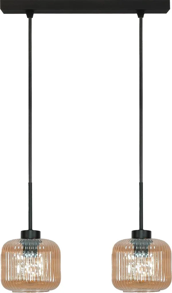 Luminaire Beka Amber 15-018 avec Abat-Jour Verre Ambré et Support Noir