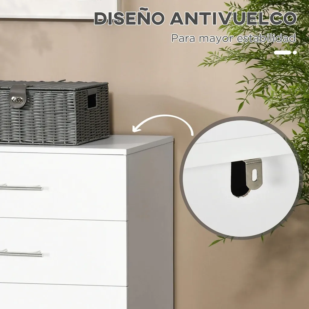 Commode rangement 4 tiroirs blanc pour chambre et salon 112x38x81 cm