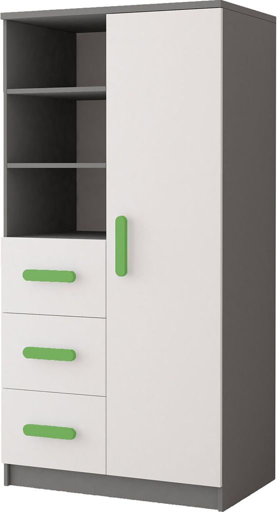 Bibliothèque pour enfants Jonas 05 - 80 cm, Gris/Blanc avec Image du produit 