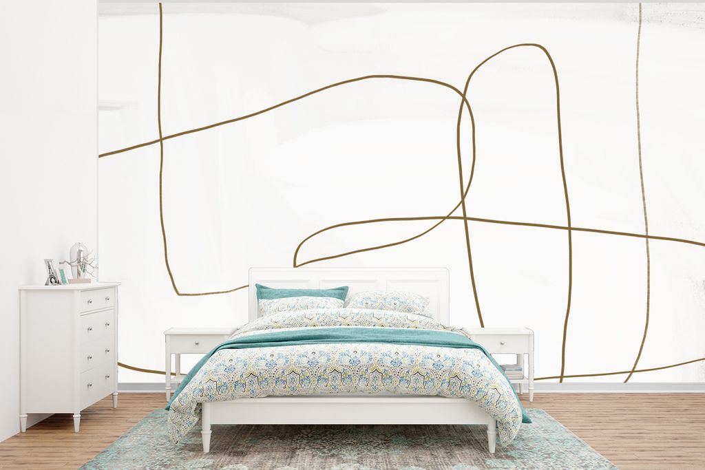 MuchoWow Fototapete für Wohnzimmer oder Schlafzimmer Wandtapete Vinyl Motivtapete Kunst - Abstrakt - Braun - 350x260 cm - Wohnzimmer-Tapete