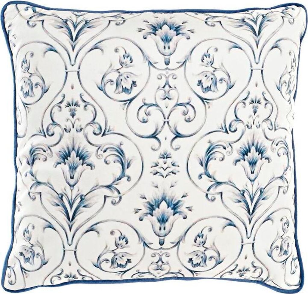 Kissen DKD Home Decor Blau Weiß karriert Blomster Neoklassisch 45 x 10 x 45 cm