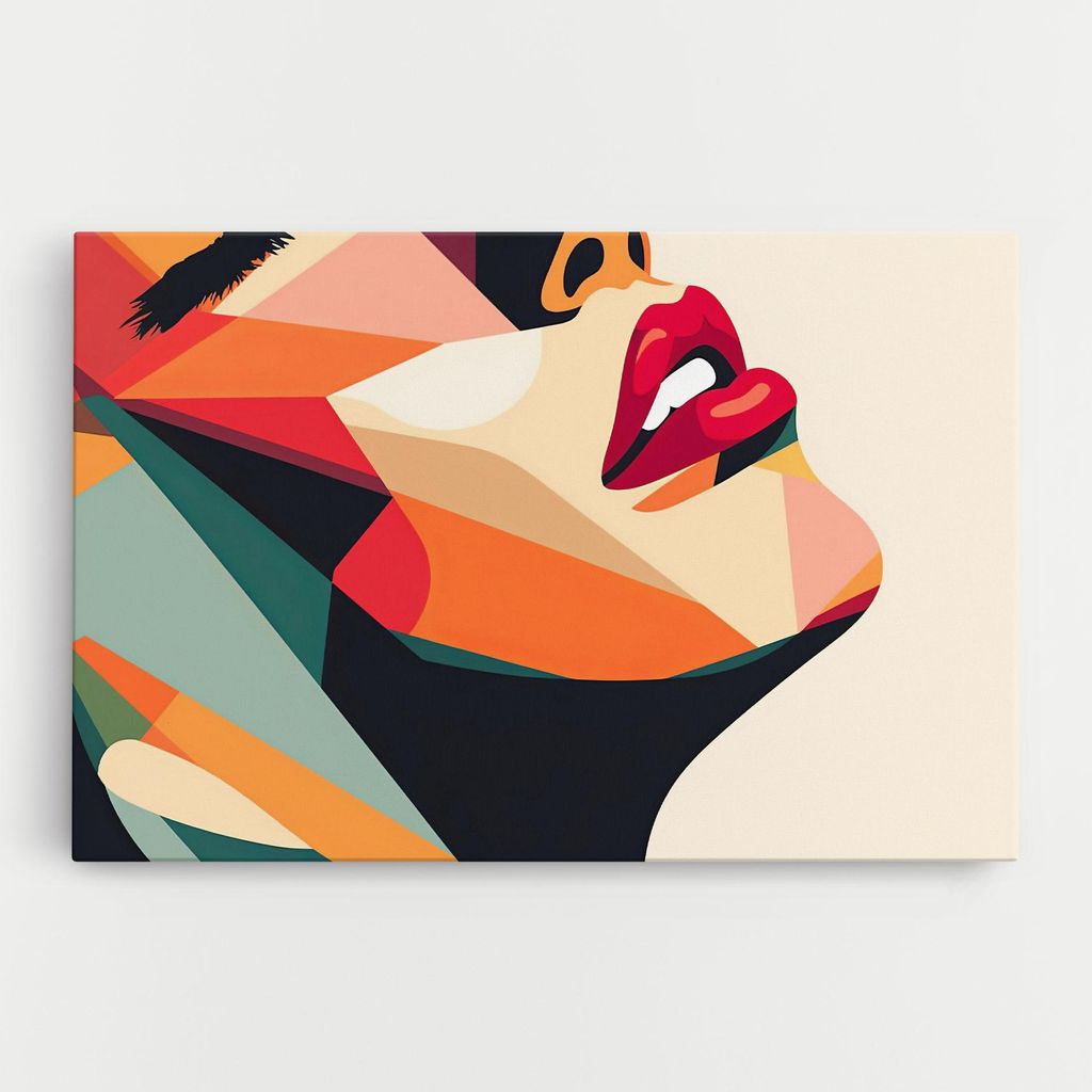 ARTHUB Leinwandbild 70x100 cm, Abstract Lips | Wohnzimmerdekoration, Hängende Bilder, Wanddekoration, Heimdekoration, Frauen, Lippen