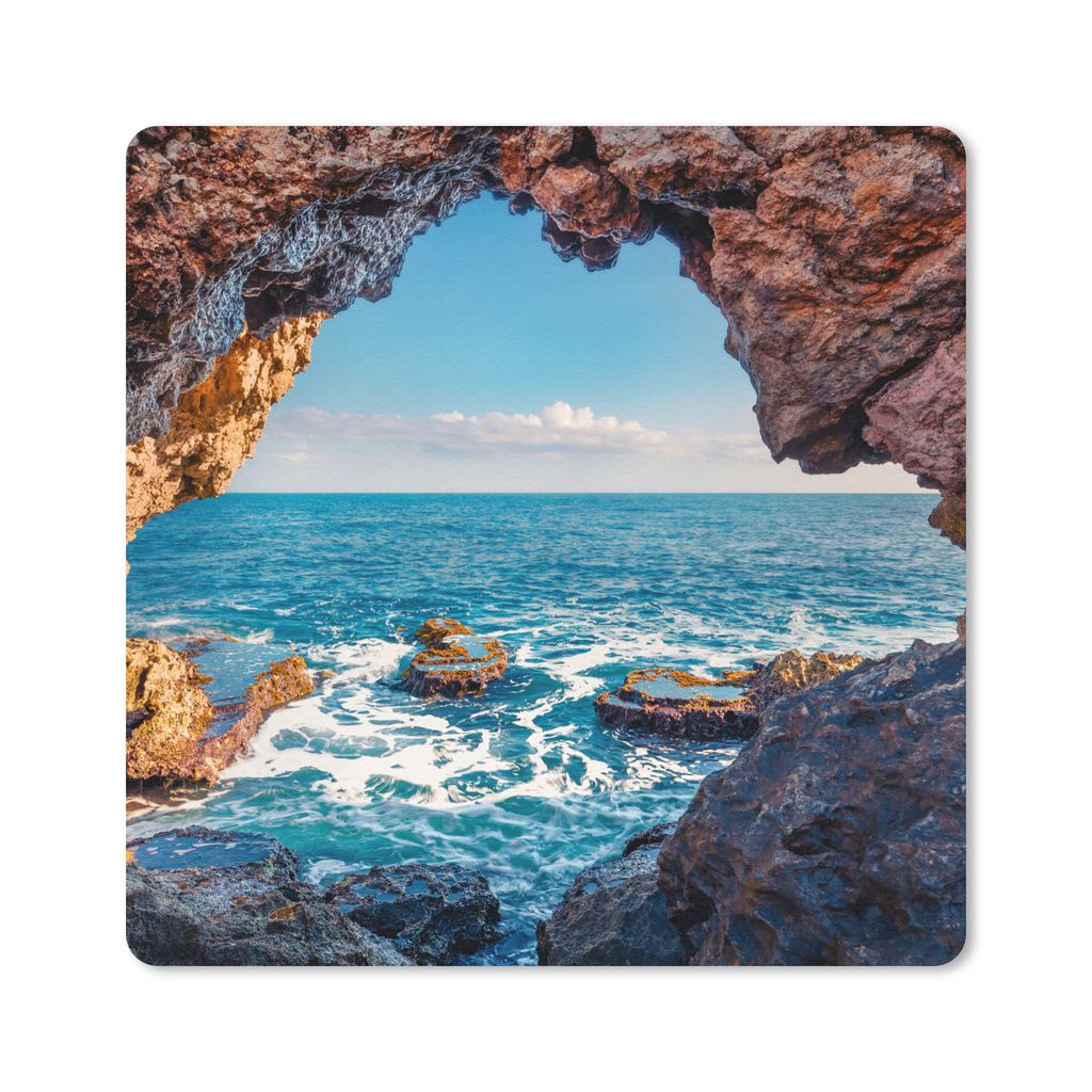 MuchoWow Mauspad Mousepad Höhle - Meer - Felsen - Natur 30x30 cm - Mousepads - Maus Mat - Pad - Mausunterlage - Gaming