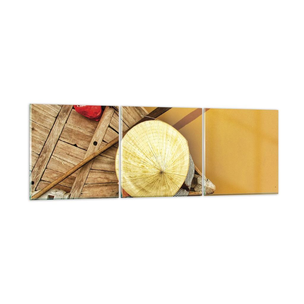 Bilder auf glas - 3 Teile - Asiatisch Boot Brücke - 150x50cm - Glasbilder - Wandbilder - Bilder - zum Aufhängen bereit - Wanddekoration aus Glas ...