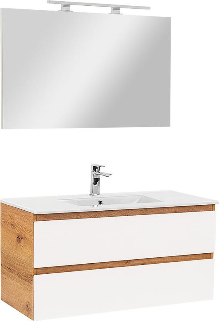 Leziter Vario Forte 100 Komplettbadmöbel Eiche-weiß