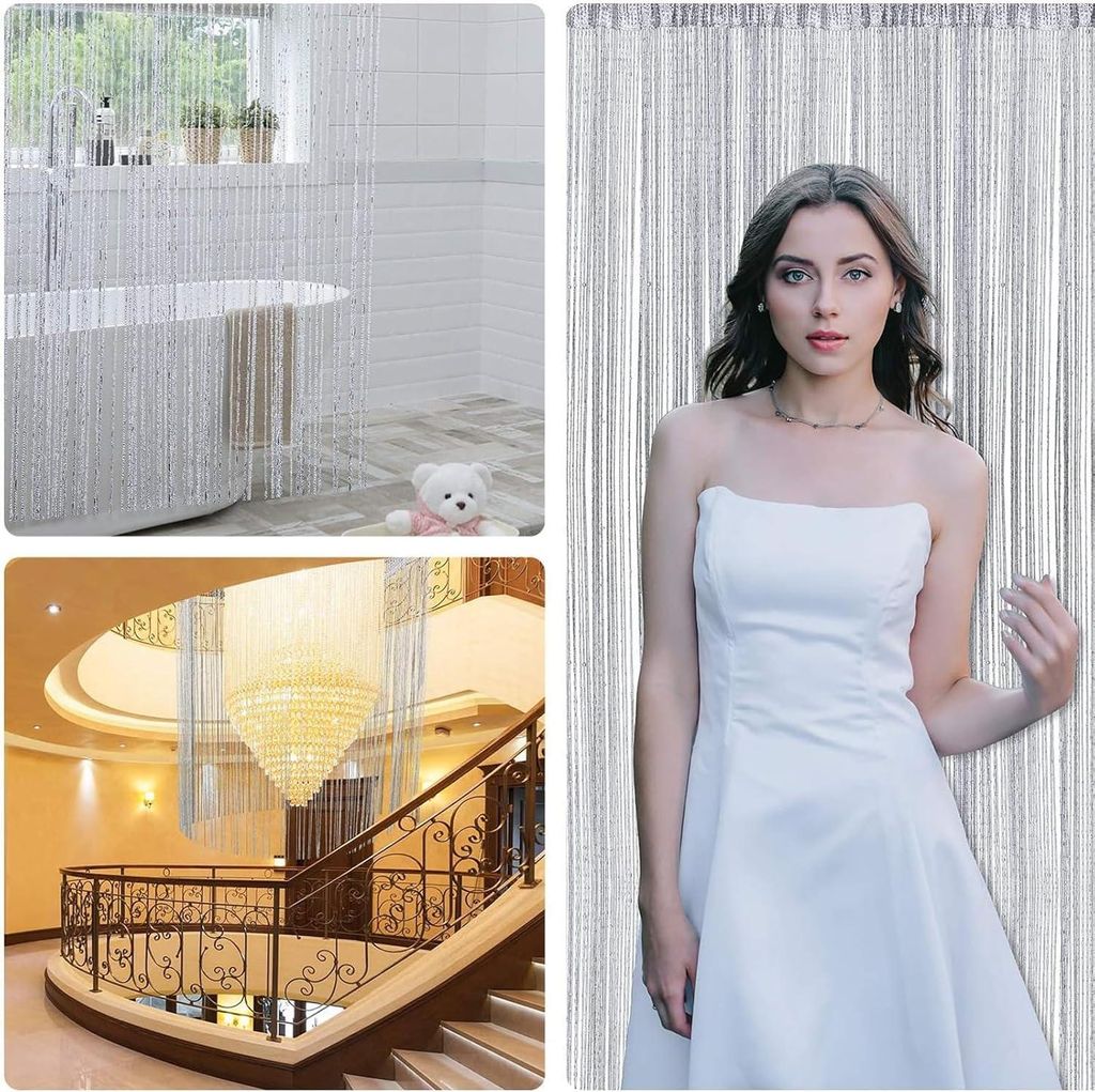 Fliegengitter Drahthängematte Insektenabwehr - Türvorhänge Weiß - Balkontür Insektenschutz - Undurchsichtig 100 x 200 cm - 2 Stück