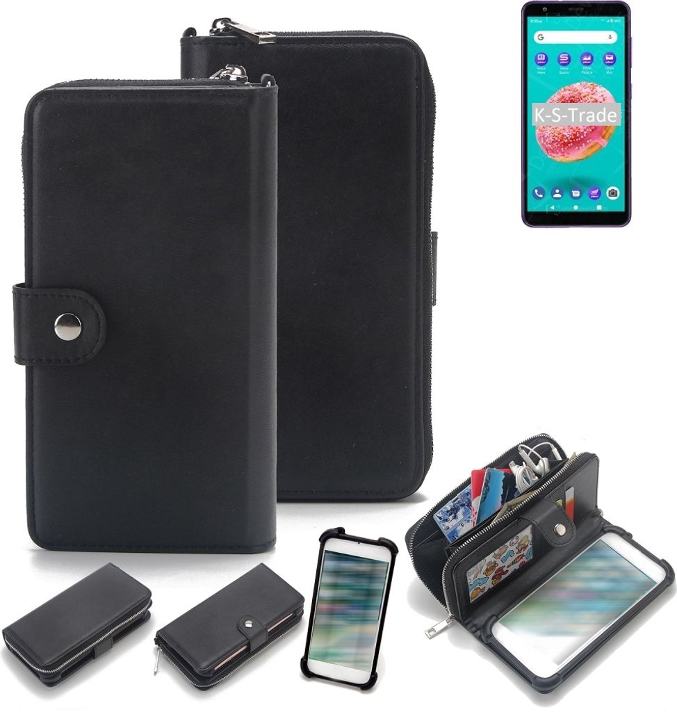 K-S-Trade 2in1 Handyhülle Schutzhülle kompatibel mit ZTE Blade A3Y & Portemonnee Cover Handy Hülle Case Etui Geldbörse Wallet Bookstyle Hülle