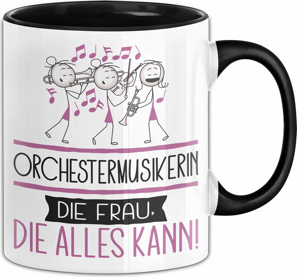 Orchestermusikerin Geschenk Tasse Becher Die Frau Die Allen Kann Geschenkidee für eine Orchestermusikerin Lustig (Schwarz)