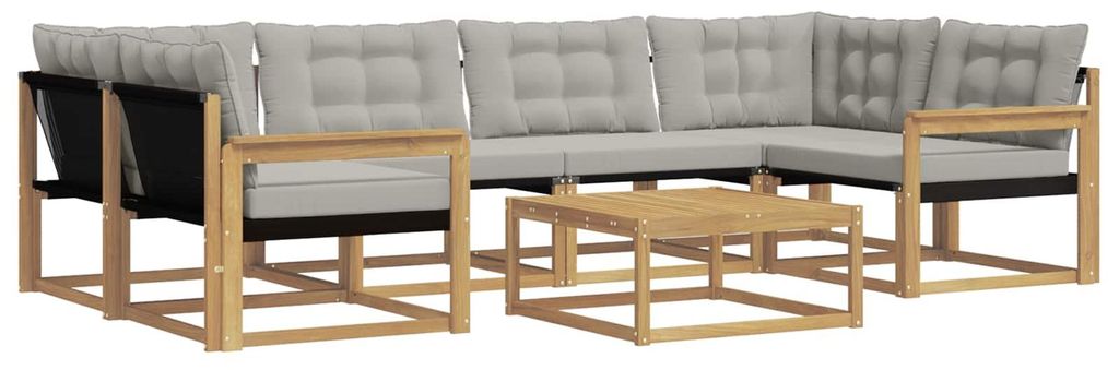 vidaXL Outdoor-Sofagarnitur 7 pcs Weiß und Hellgrau 79 x 79 x 37 cm