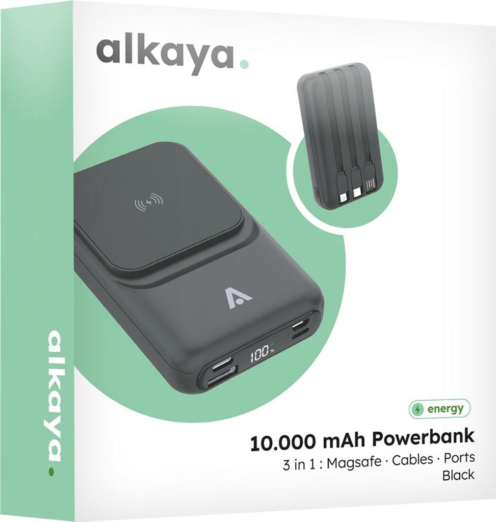 alkaya Thor MagSafe 10.000 mAh Powerbank Schwarz Produktbild 