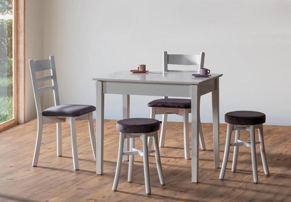 Esszimmer Set 2x Hocker Hochwertig Garnitur Tisch 2x Stühle Design Modern Möbel