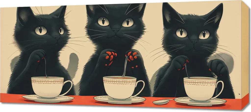 Quadro 90x40 cm Caffetteria dei Gatti Neri - Decorazione Cucina Vintage
