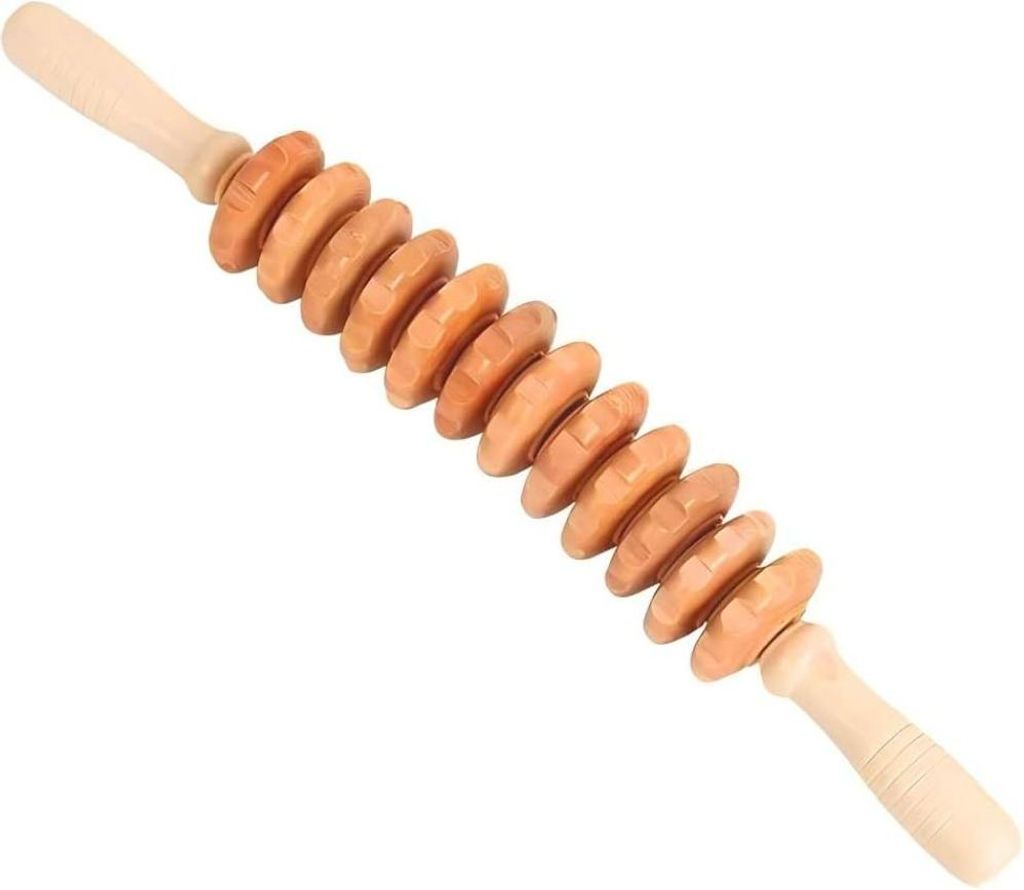 Faszienmassagegerät aus Holz, gebogene Massagerolle aus Produktbild 