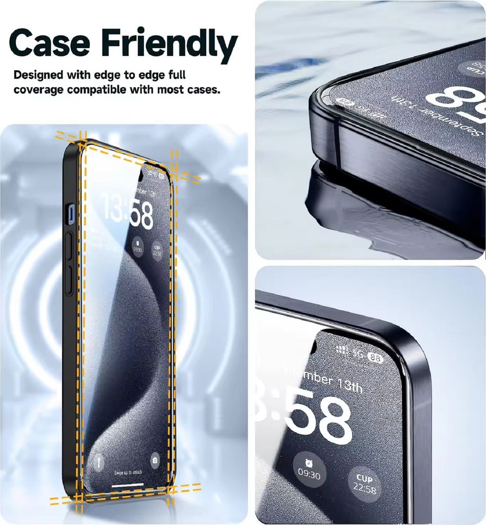 3x Blickschutz 9H Panzerglas für iPhone 15 Pro Max PRIVACY Produktbild 2