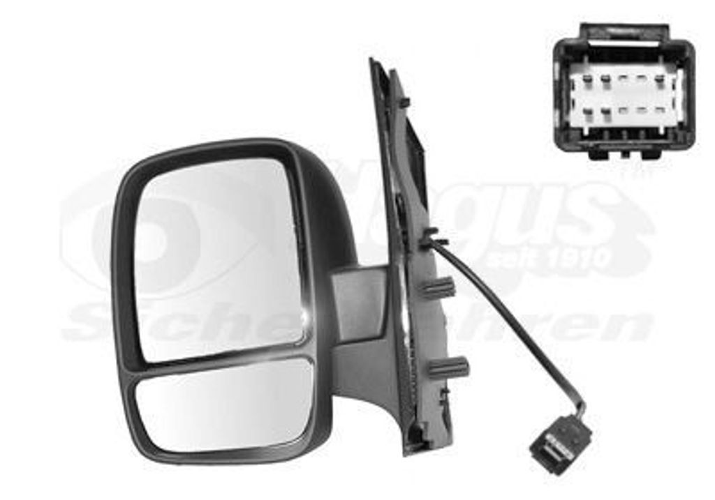 VAN WEZEL 0943817 Außenspiegel Seitenspiegel Links für FIAT Scudo (270, 272) Konvex Beheizt Grundiert