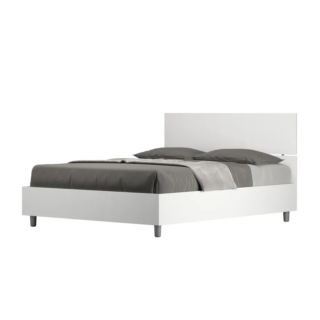 Lit 140x190 Frêne Blanc Idéal pour Chambre Adulte Style Moderne Demas